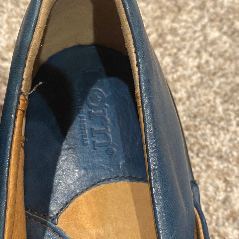 Women's Blue Leather Clogs - Picture 8 of 11